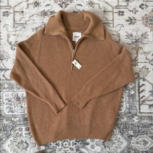 NWT Aerie Small Brown Half-Zip Sweater